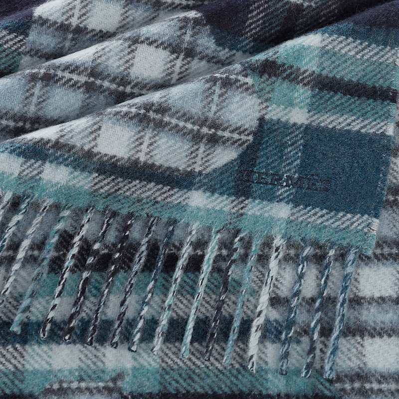 Echec au Roi Tartan scarf - Blue | Hermès USA